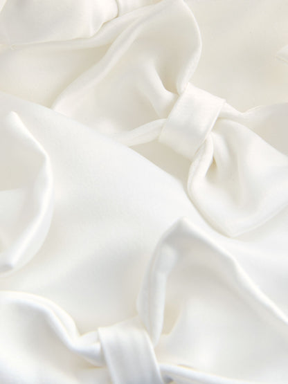 Baker by Ted Baker White Satin Bow Puff SLeeve Occasion Dress image 10
