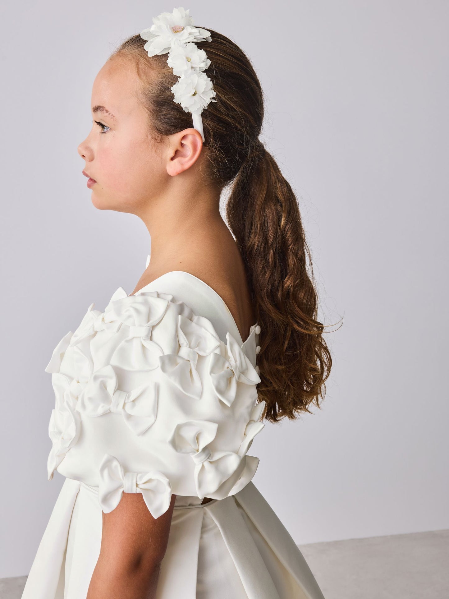 Baker by Ted Baker White Satin Bow Puff SLeeve Occasion Dress image 4