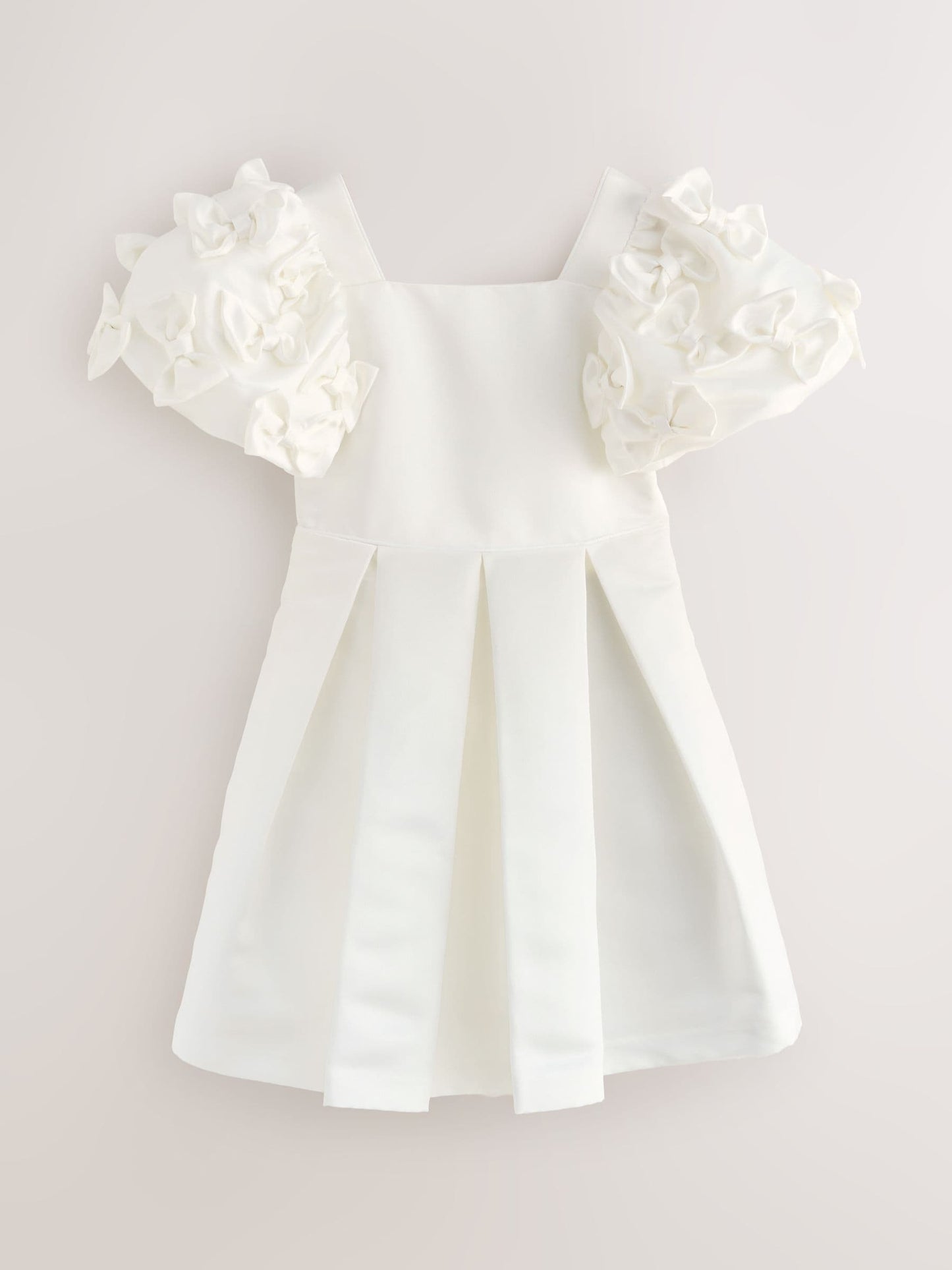 Baker by Ted Baker White Satin Bow Puff SLeeve Occasion Dress image 5