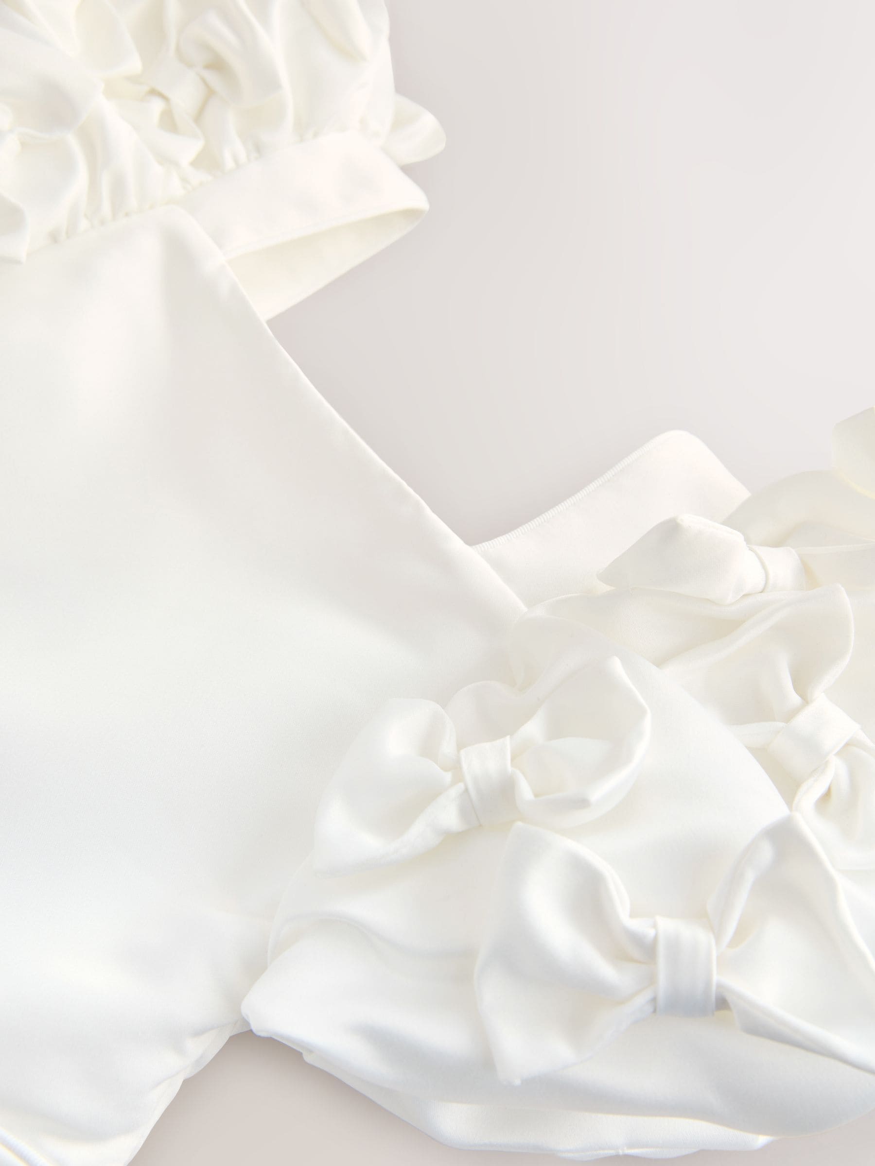 Baker by Ted Baker White Satin Bow Puff SLeeve Occasion Dress image 8