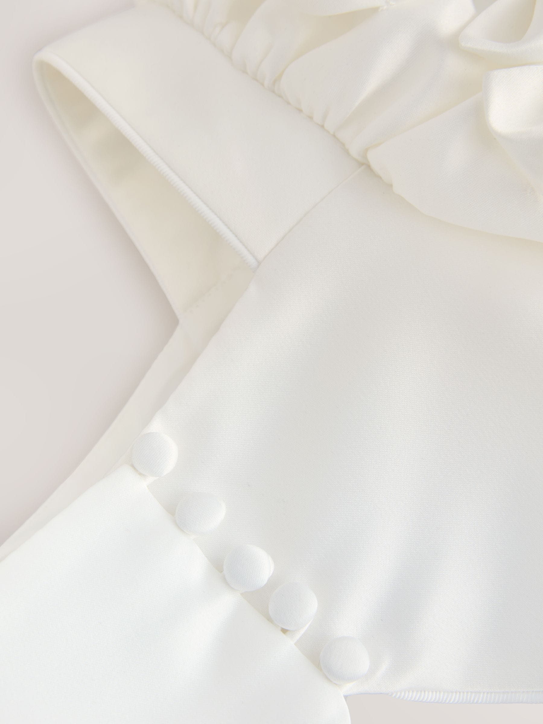 Baker by Ted Baker White Satin Bow Puff SLeeve Occasion Dress image 9