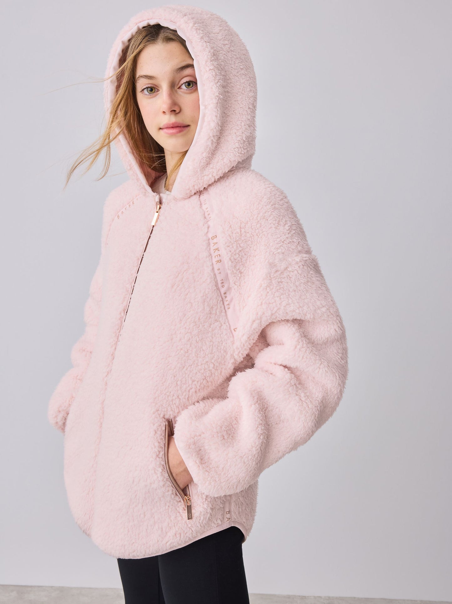 Baker by Ted Baker Zip-Through Hooded Borg Fleece Jacket image 2