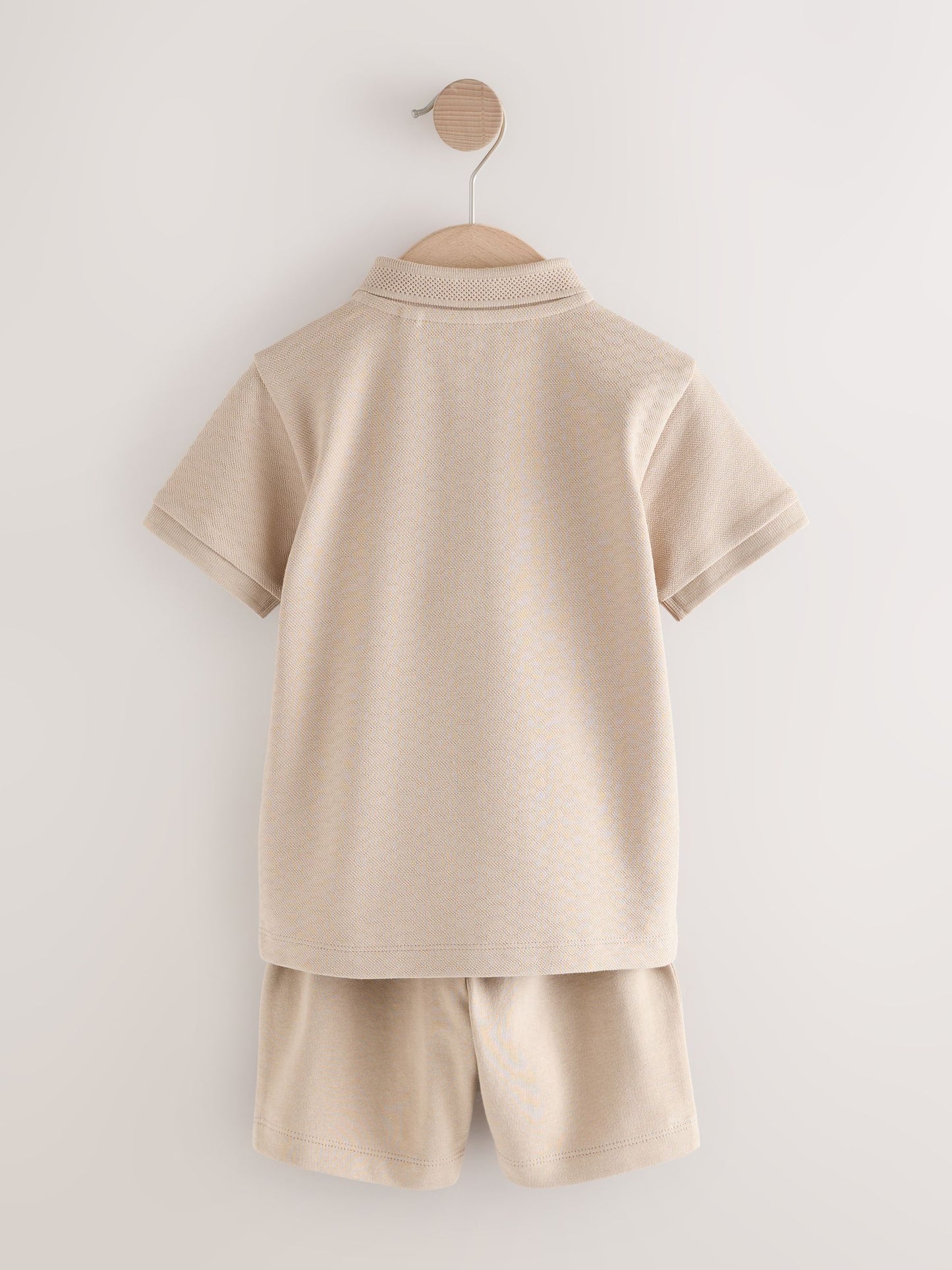 Dsiney Kidz - Neutral Textured Short Sleeve Polo Shirt And Shorts Set (3mths-7yrs) image 3
