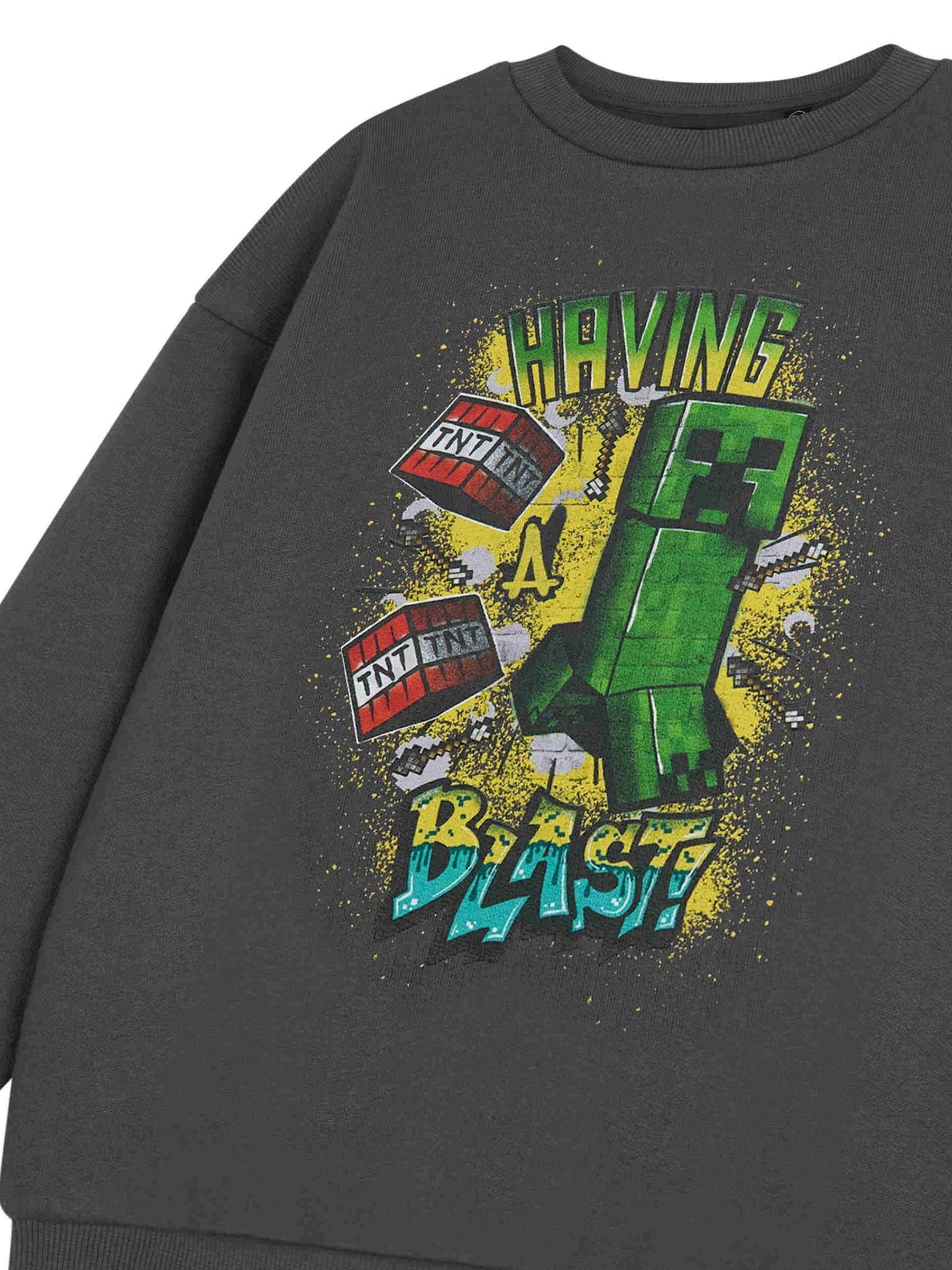 Dsiney Kidz - Vanilla Underground Grey Boys Minecraft 100% Cotton Sweatshirt image 4