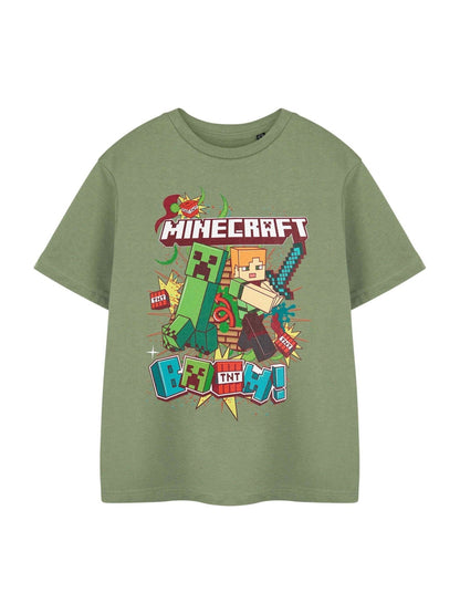 Dsiney Kidz - Vanilla Underground Green Boys Minecraft Short Sleeved 100% Cotton T-Shirt image 1
