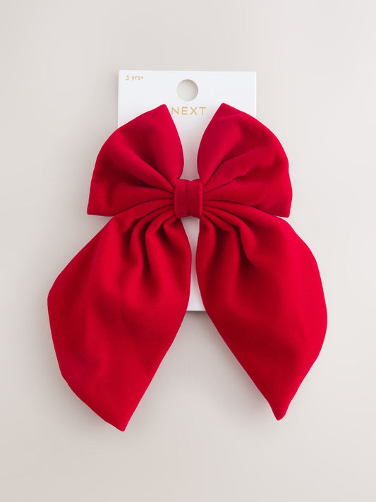 Red Velvet Statement Bow Hair Clip image 1
