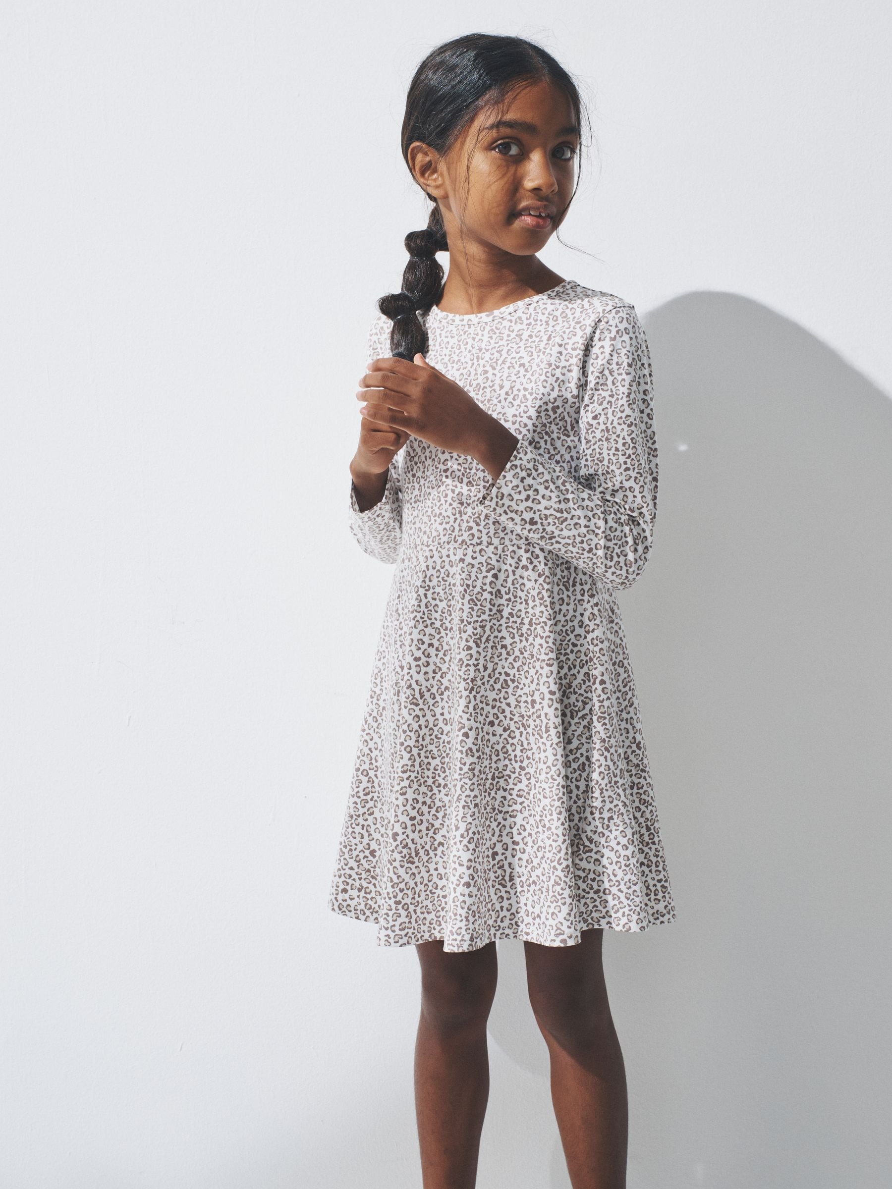 The Set 3 Pack Long Sleeve Skater Cotton Dresses Black/Brown/Grey Marl image 3