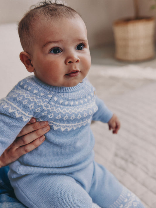 Blue Fairisle Knitted Top and Leggings Set (0mths-2yrs) image 1
