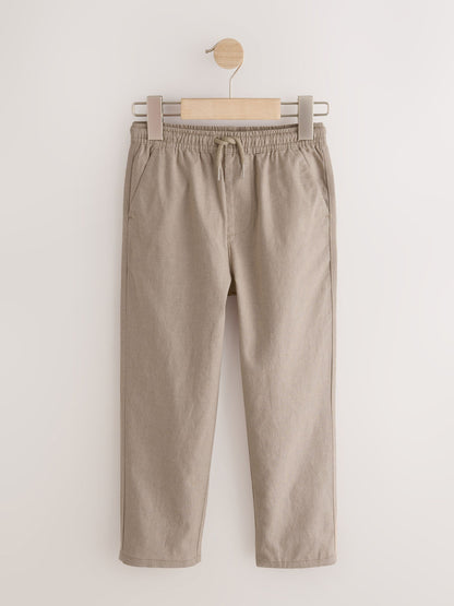 Dsiney Kidz - Tan Brown Linen Blend Pull On Trousers (3-16yrs) image 2