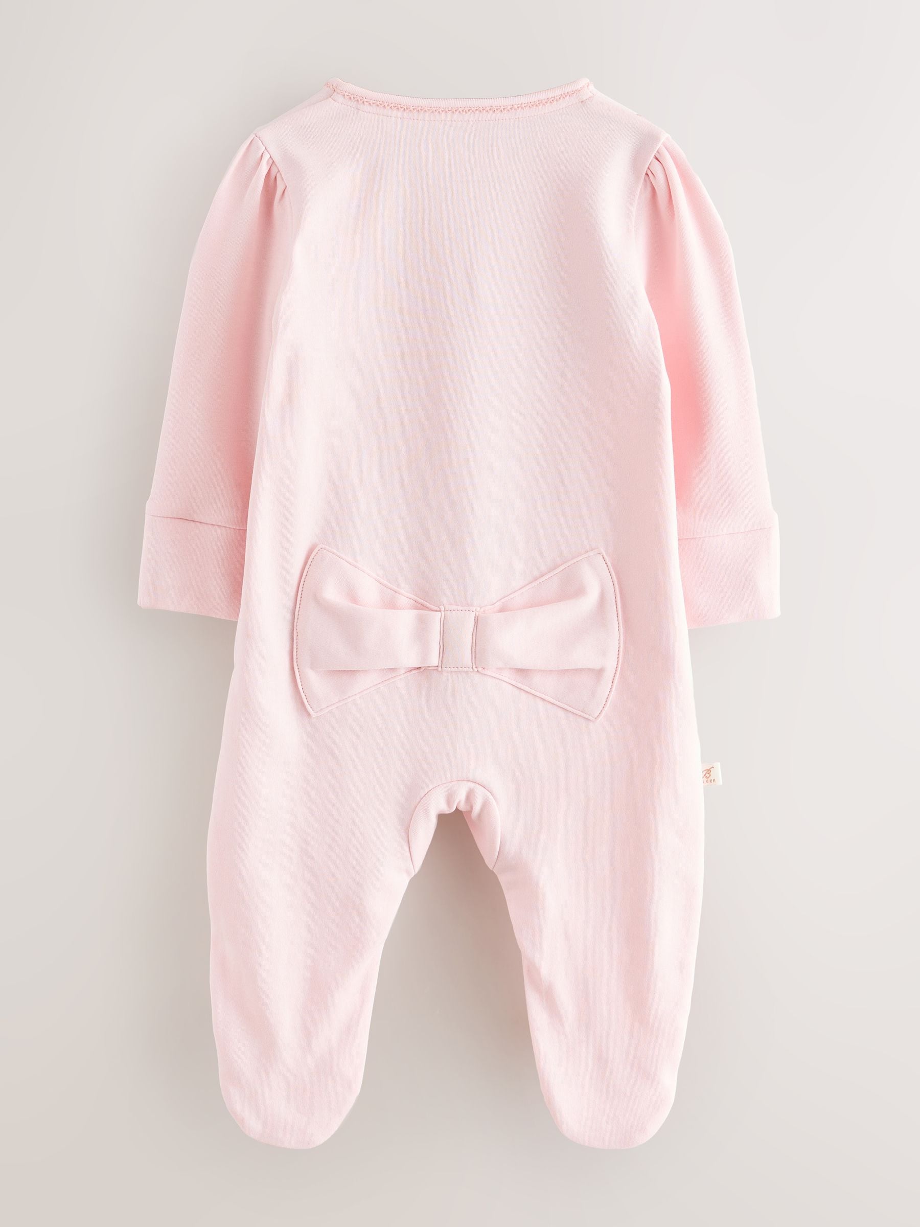Baker by Ted Baker Pink Born In 2026 Ribbon Bow Sleepsuit image 2