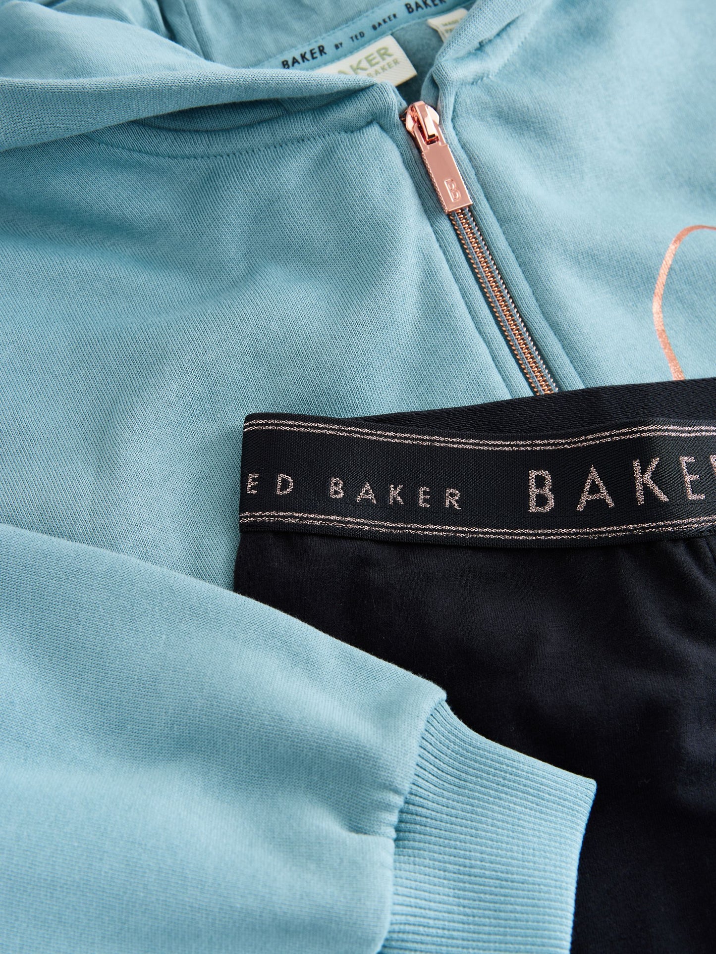 Baker by Ted Baker Sage Green 2 Piece Script Graphic Quarter Zip Hoodie & Leggings Set image 10