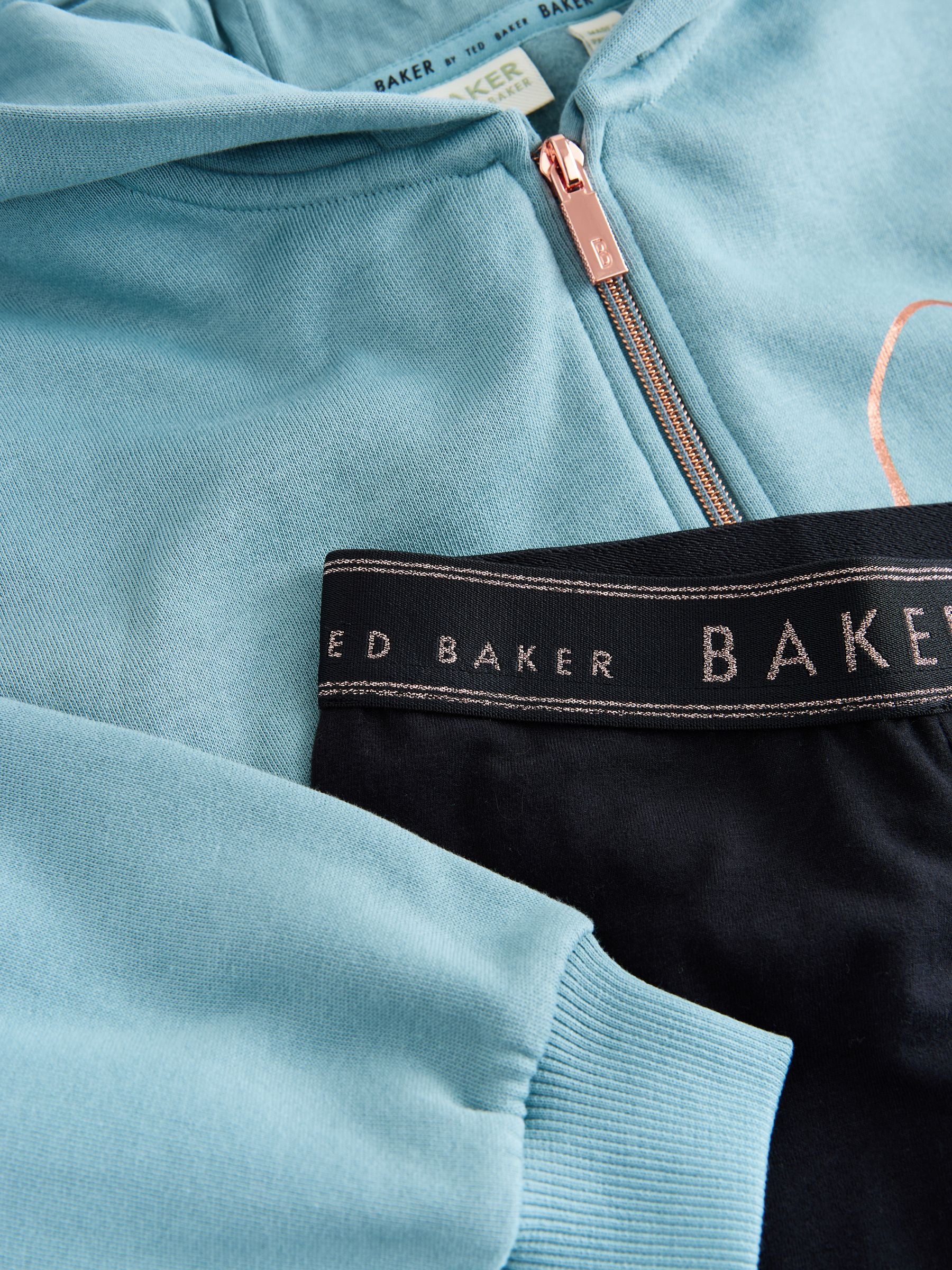 Baker by Ted Baker Sage Green 2 Piece Script Graphic Quarter Zip Hoodie & Leggings Set image 10