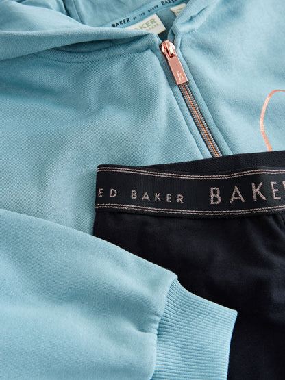 Baker by Ted Baker Sage Green 2 Piece Script Graphic Quarter Zip Hoodie & Leggings Set image 10
