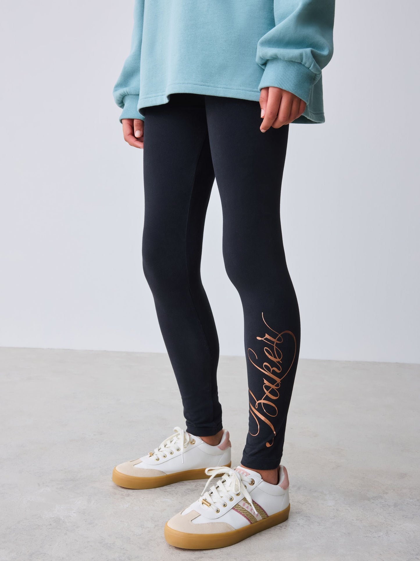 Baker by Ted Baker Sage Green 2 Piece Script Graphic Quarter Zip Hoodie & Leggings Set image 7