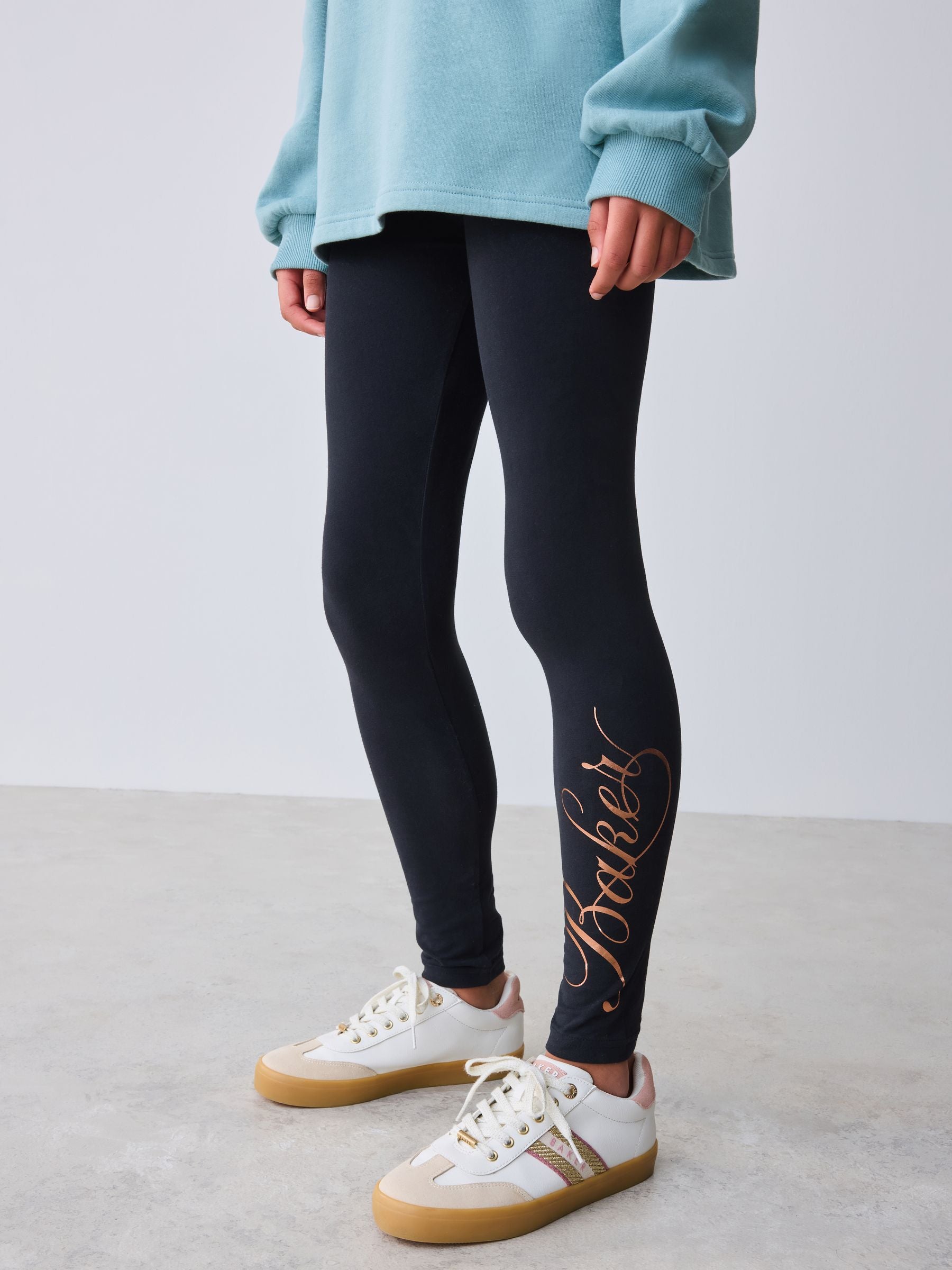Baker by Ted Baker Sage Green 2 Piece Script Graphic Quarter Zip Hoodie & Leggings Set image 7