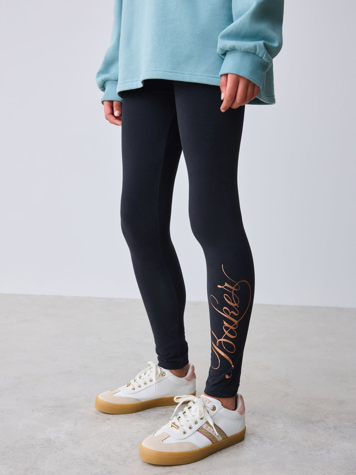 Baker by Ted Baker Sage Green 2 Piece Script Graphic Quarter Zip Hoodie & Leggings Set image 7