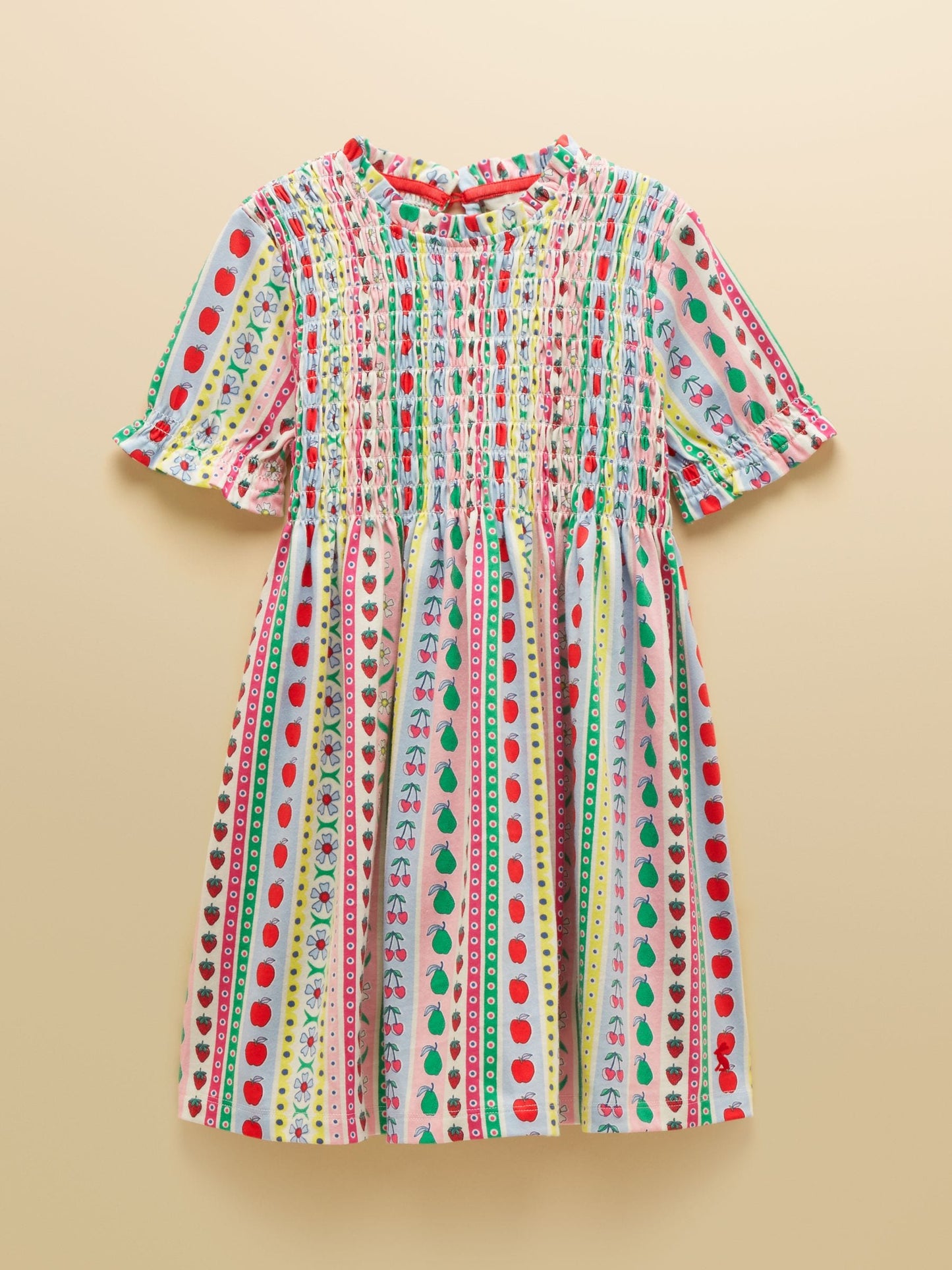Joules Girls' Gracie Multi Stripe Short Sleeve Shirred Dress image 1