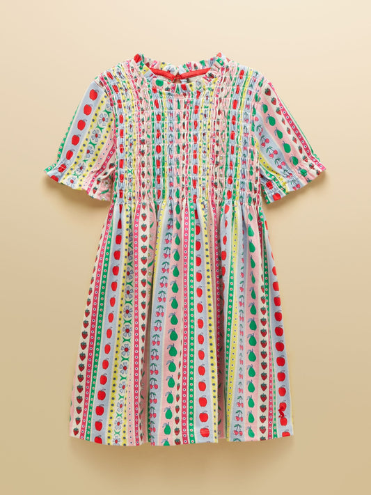 Joules Girls' Gracie Multi Stripe Short Sleeve Shirred Dress image 1