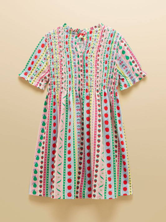 Joules Girls' Gracie Multi Stripe Short Sleeve Shirred Dress image 2