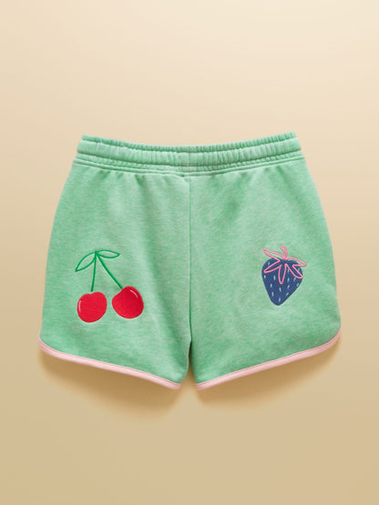 Joules Girls' Summerdays Green Embroideries Sweat and Shorts Set image 6