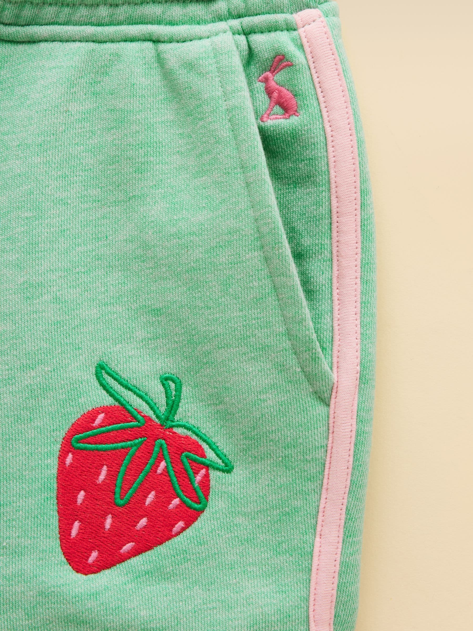 Joules Girls' Summerdays Green Embroideries Sweat and Shorts Set image 7