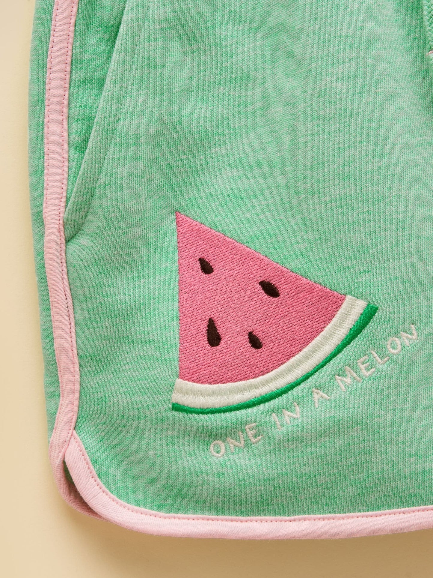 Joules Girls' Summerdays Green Embroideries Sweat and Shorts Set image 8