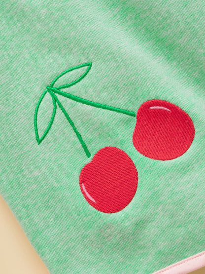 Joules Girls' Summerdays Green Embroideries Sweat and Shorts Set image 9