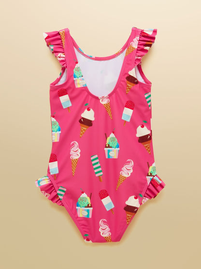 Joules Girls' Splash Pink Ice Cream Swimming Costume image 4