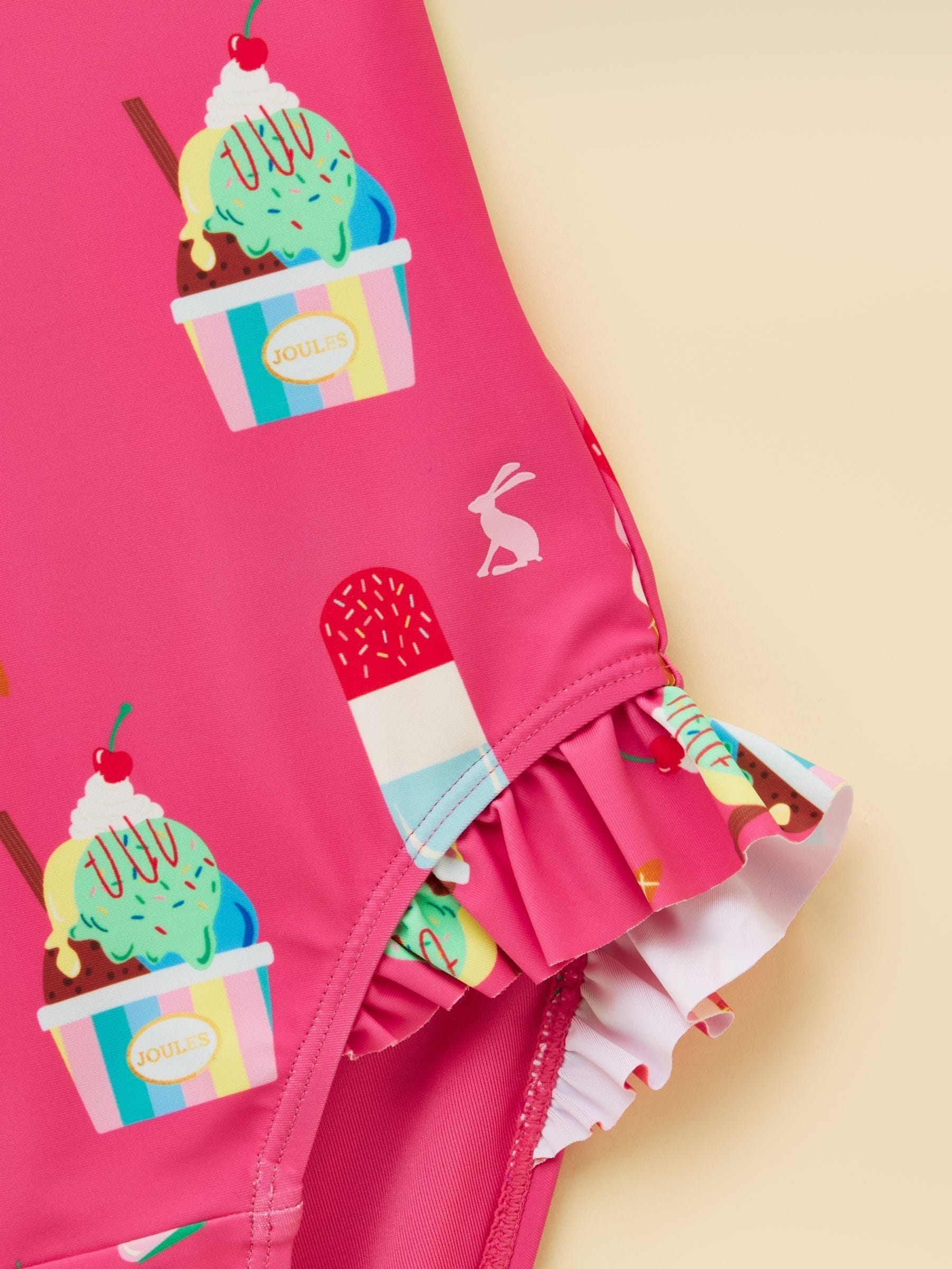 Joules Girls' Splash Pink Ice Cream Swimming Costume image 6