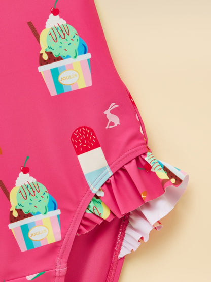 Joules Girls' Splash Pink Ice Cream Swimming Costume image 6