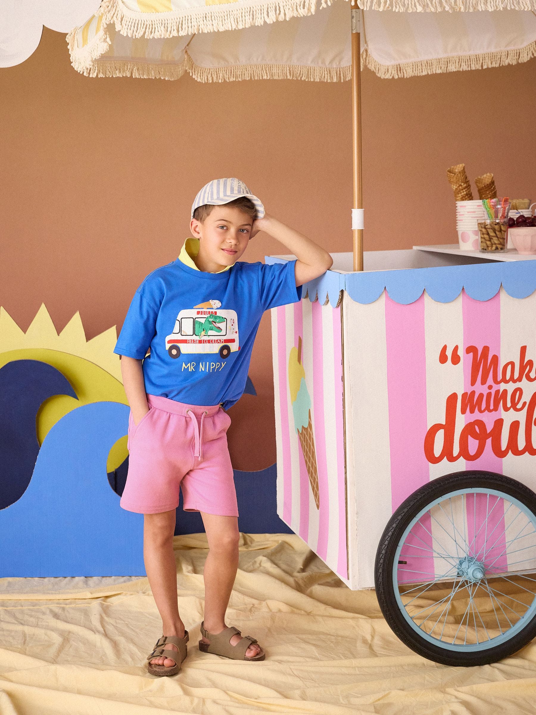 Dsiney Kidz - Joules Kids' Sundaze Pink Loopback Sweat Shorts image 1
