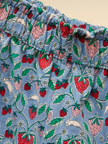 Joules Girls' Daisy Blue Strawberry Jersey Frill Shorts image 4