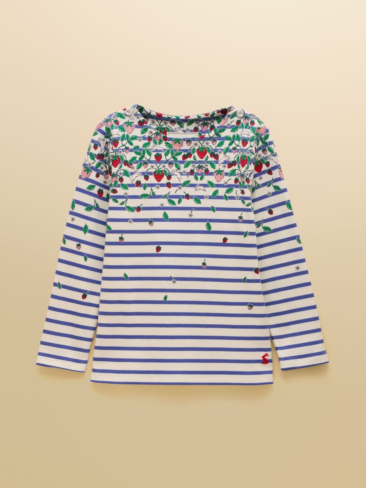 Joules Girls' Harbour Blue & White Striped Long Sleeve Jersey Top image 1