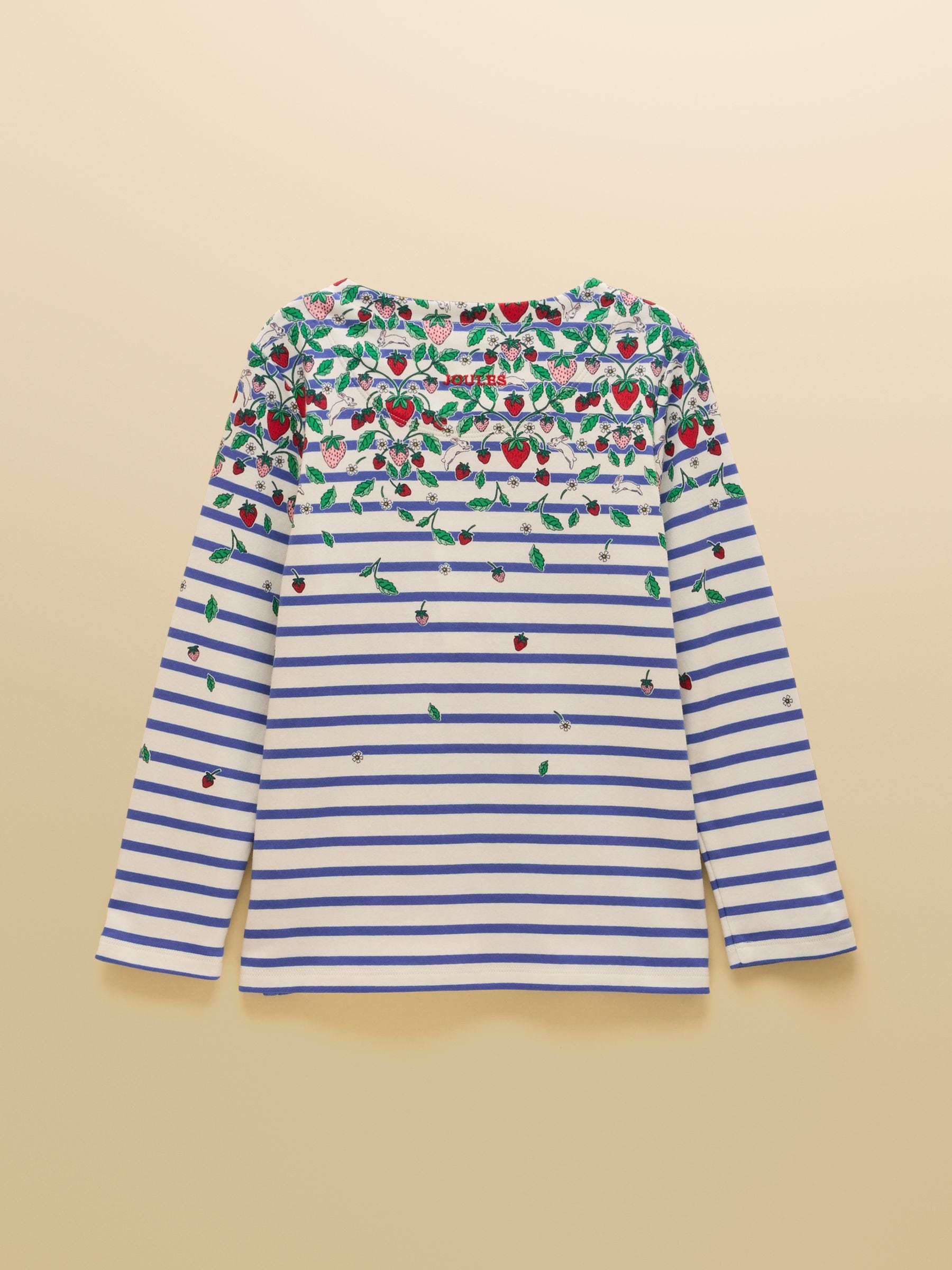 Joules Girls' Harbour Blue & White Striped Long Sleeve Jersey Top image 2