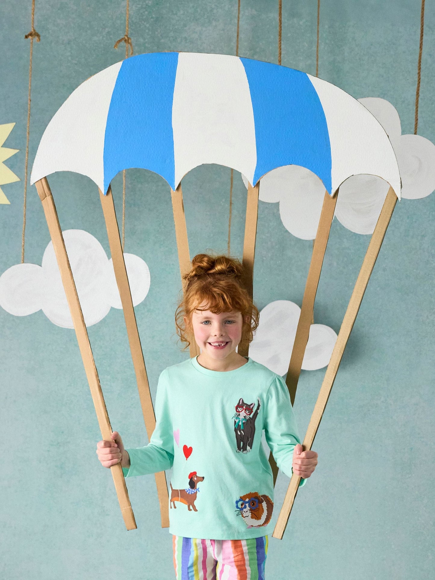 Joules Girls' Ava Mint Green Applique Long Sleeve Top image 1