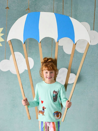 Joules Girls' Ava Mint Green Applique Long Sleeve Top image 1
