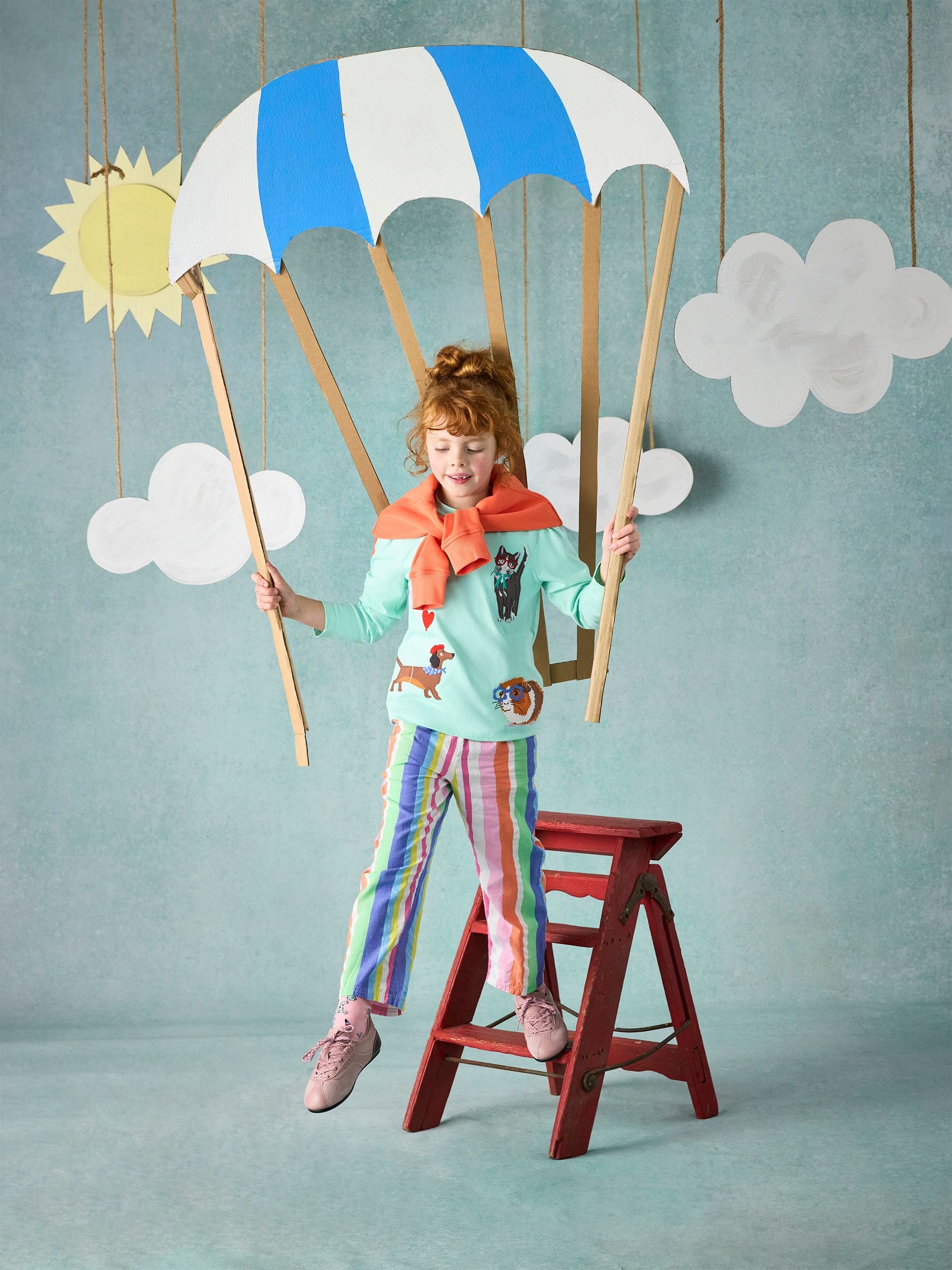 Joules Girls' Ava Mint Green Applique Long Sleeve Top image 2
