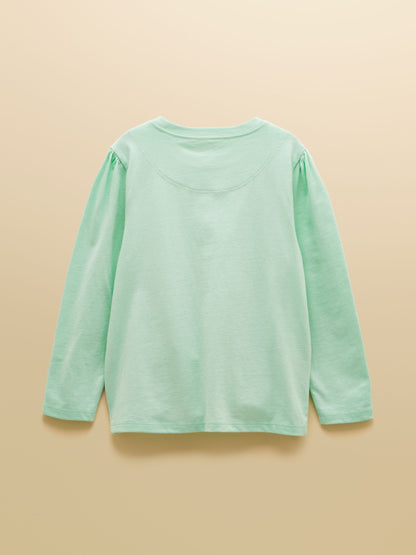 Joules Girls' Ava Mint Green Applique Long Sleeve Top image 4