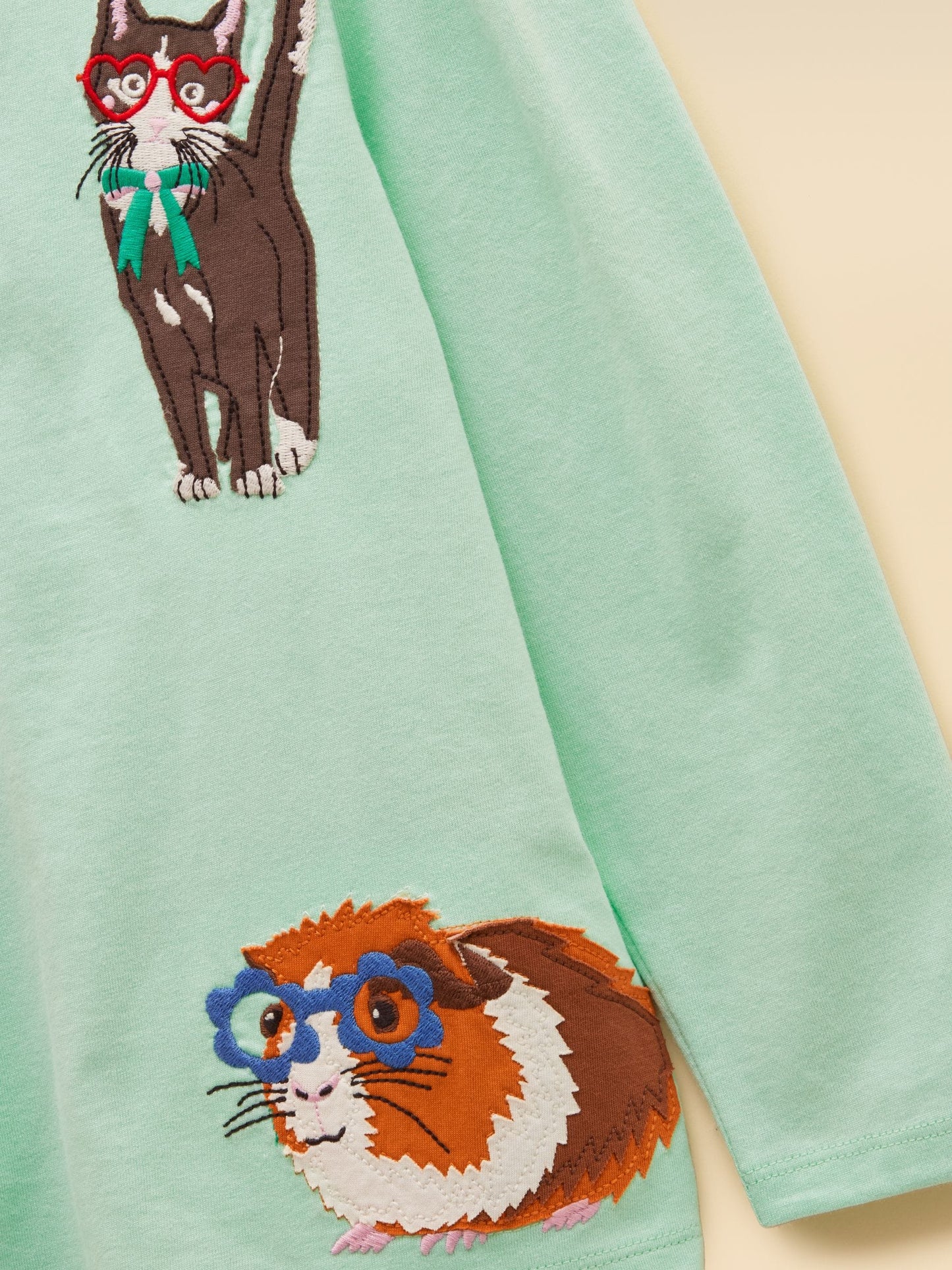 Joules Girls' Ava Mint Green Applique Long Sleeve Top image 6