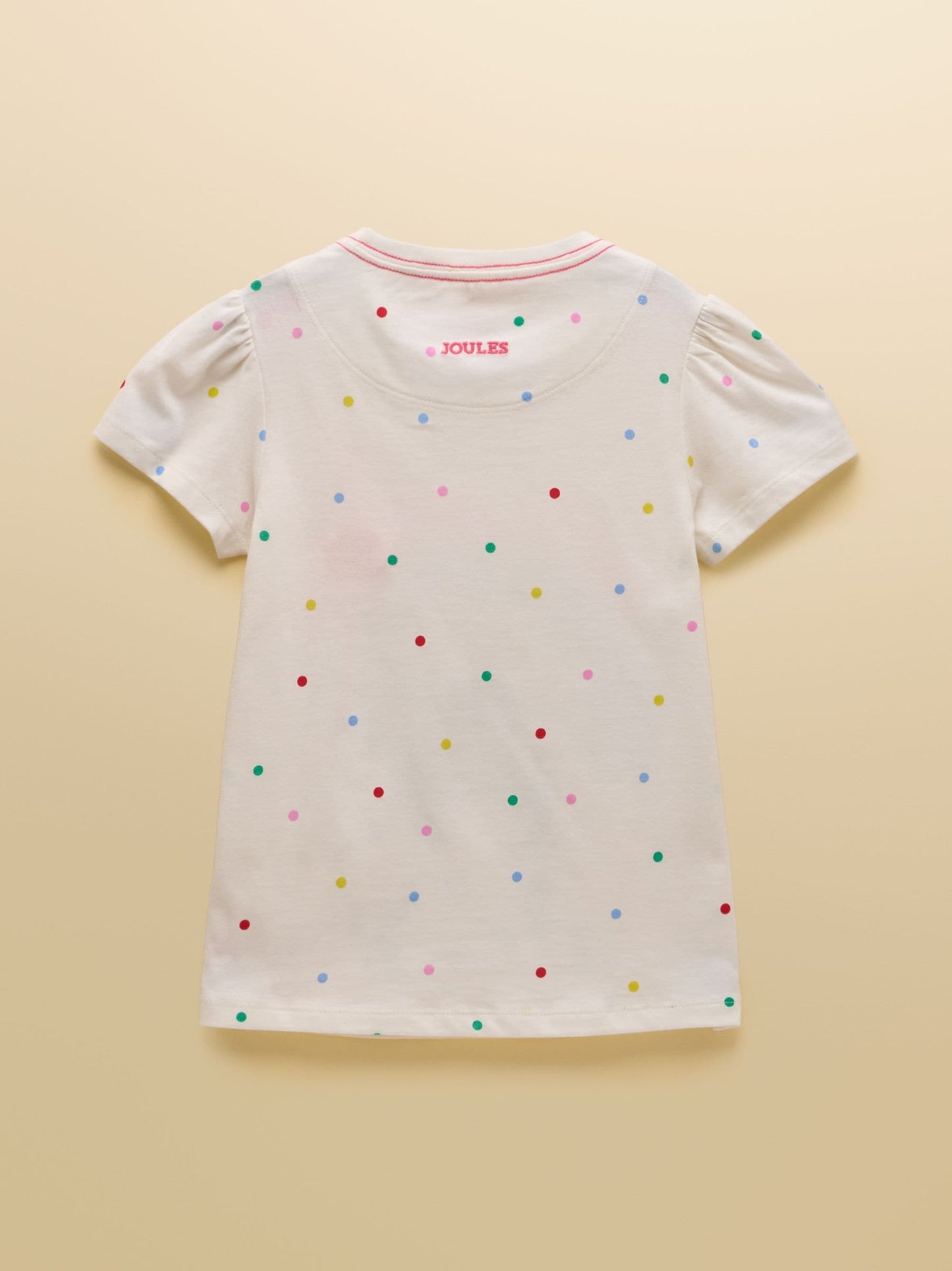 Joules Girls' Astra White Dog Applique Cotton T-Shirt image 2