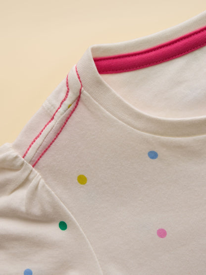 Joules Girls' Astra White Dog Applique Cotton T-Shirt image 4