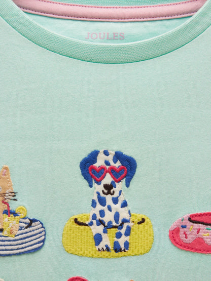 Joules Girls' Astra Blue Applique Cotton T-Shirt image 4
