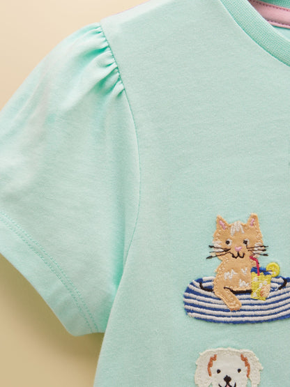 Joules Girls' Astra Blue Applique Cotton T-Shirt image 5