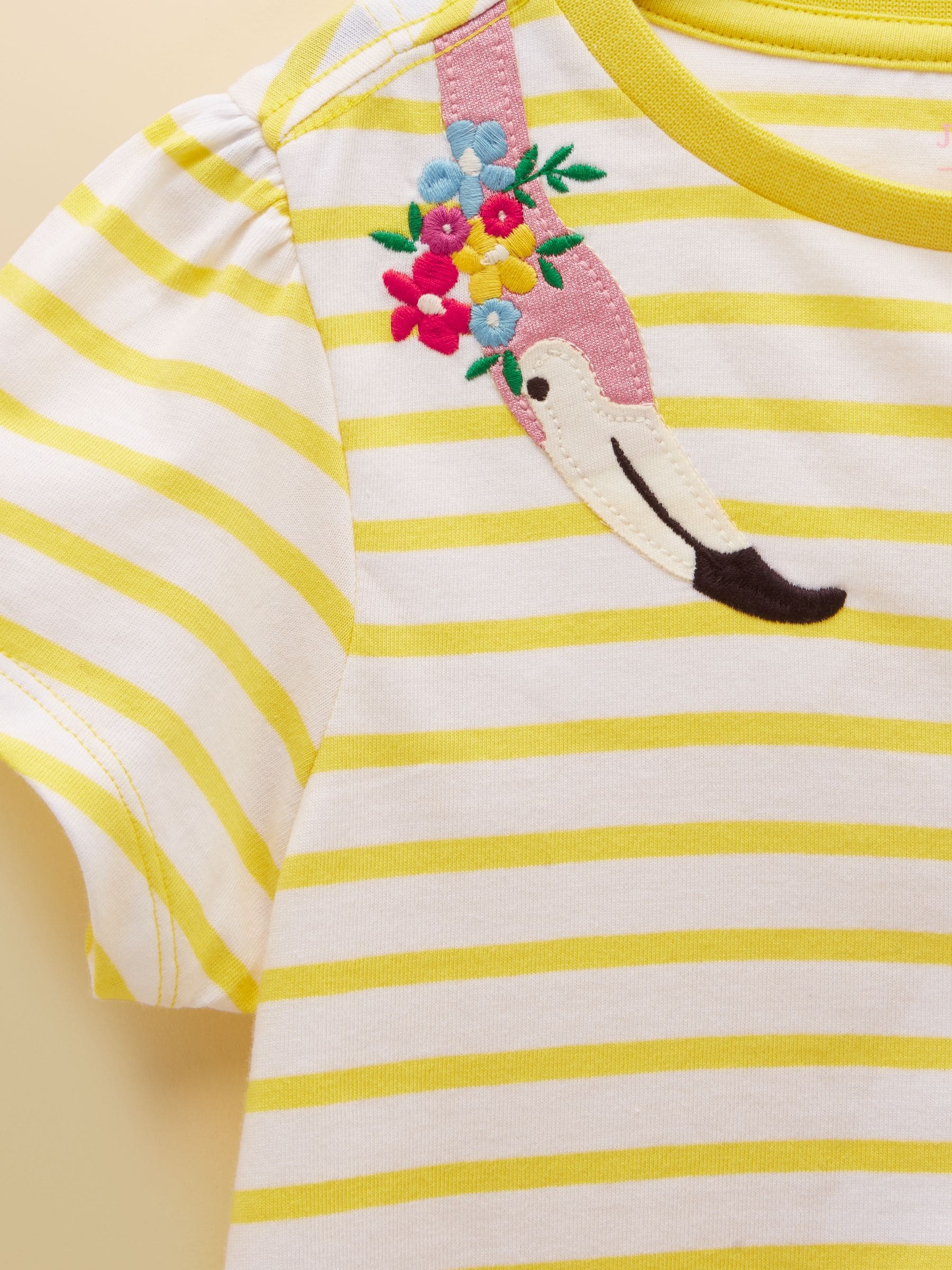 Joules Girls' Astra Yellow Applique Cotton T-Shirt image 5