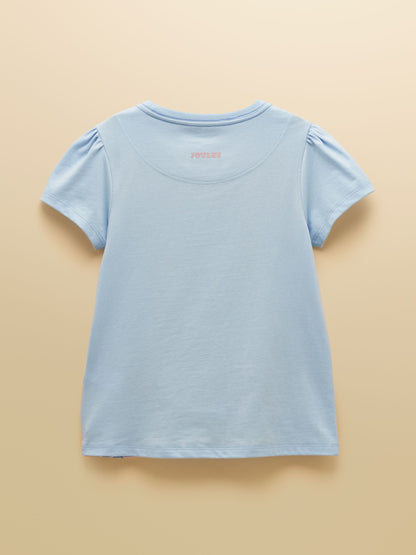 Joules Girls' Astra Blue Dogs Applique Cotton T-Shirt image 3