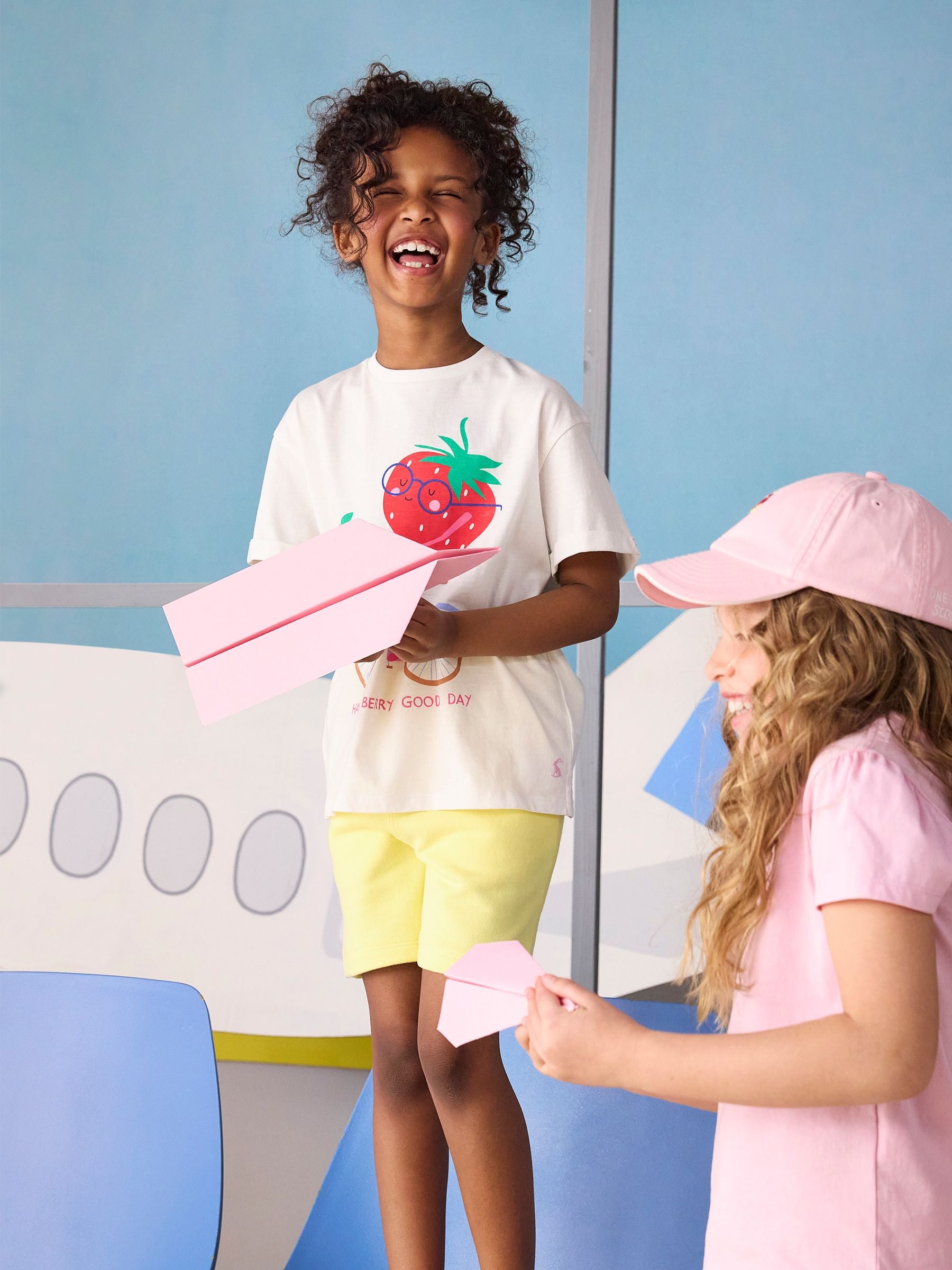 Joules Girls' Fundays Cream Graphic Short Sleeve T-Shirt image 2