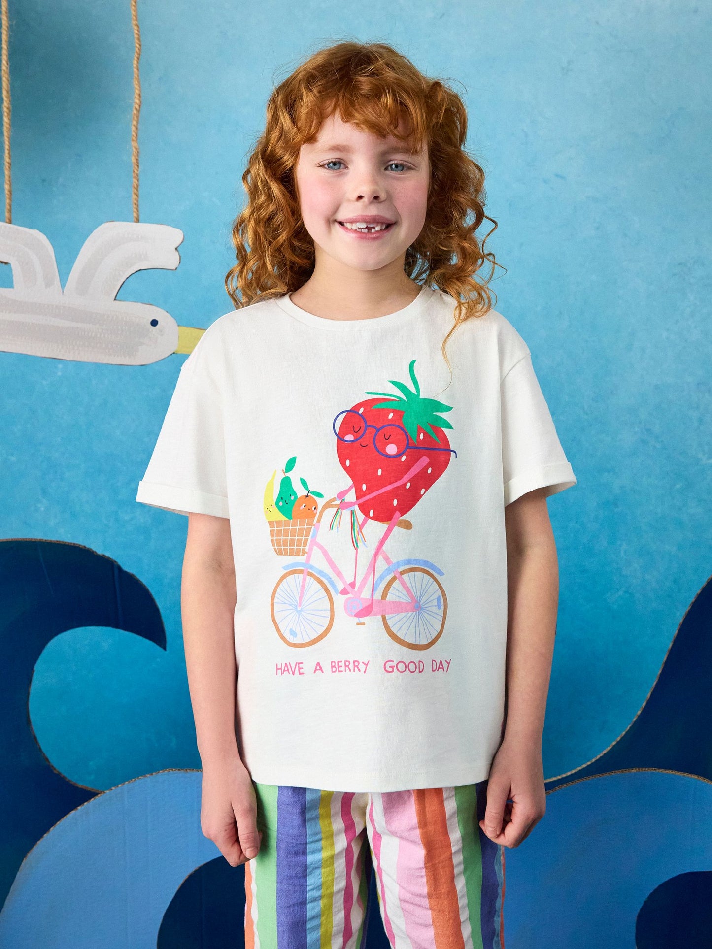 Joules Girls' Fundays Cream Graphic Short Sleeve T-Shirt image 3