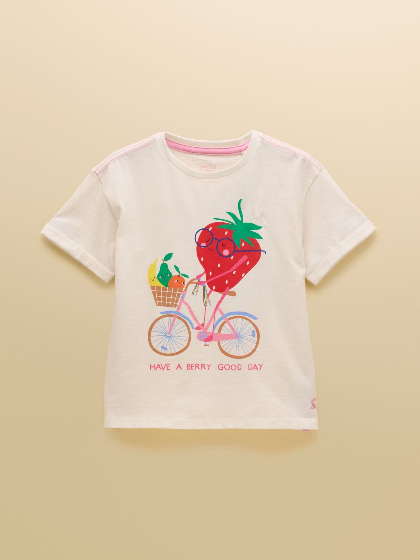 Joules Girls' Fundays Cream Graphic Short Sleeve T-Shirt image 4