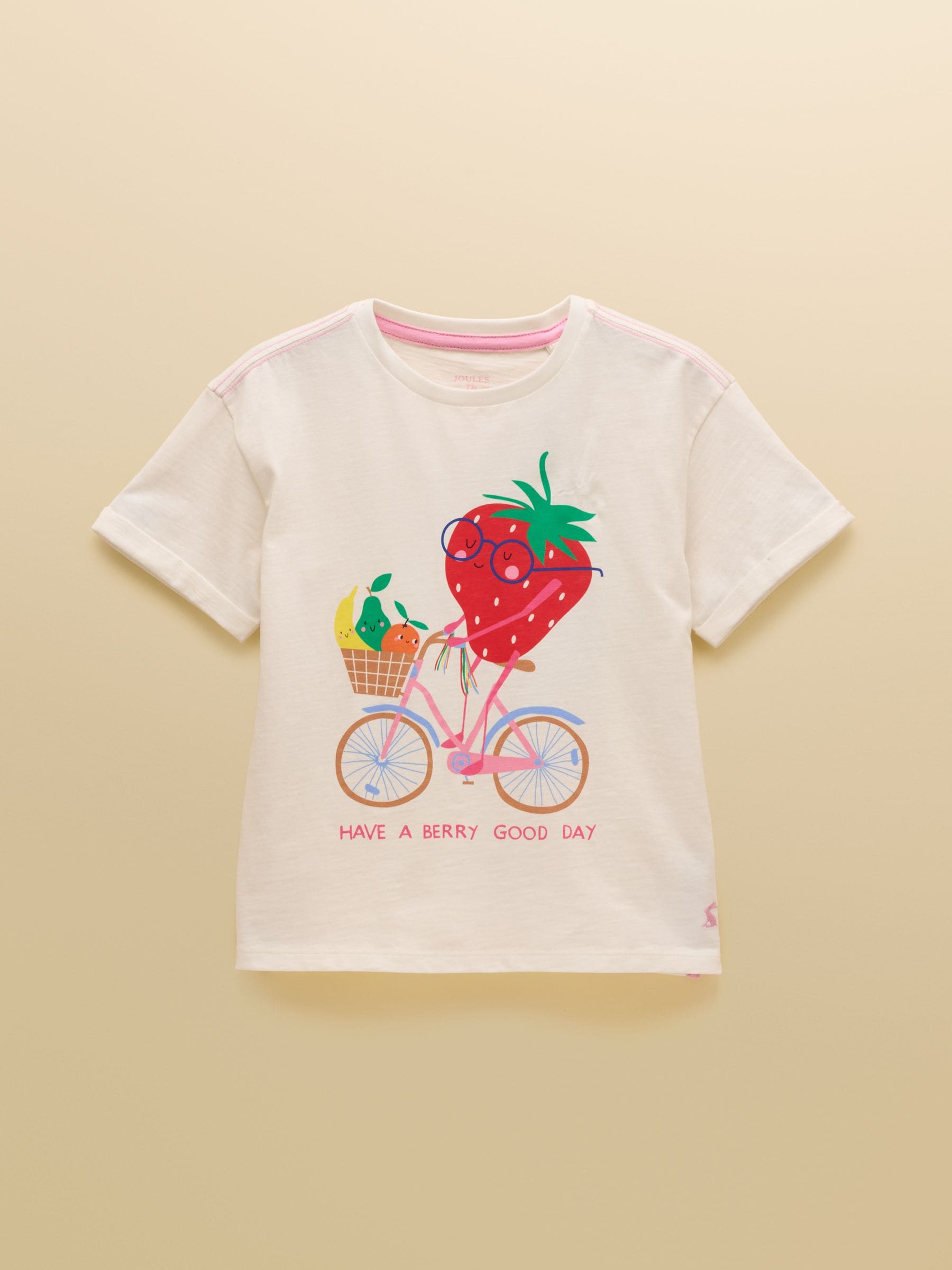 Joules Girls' Fundays Cream Graphic Short Sleeve T-Shirt image 4