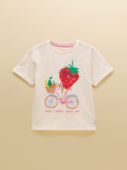 Joules Girls' Fundays Cream Graphic Short Sleeve T-Shirt image 4